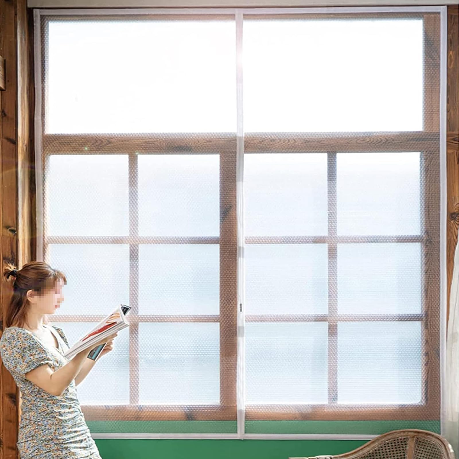 Thermal Insulated Curtain,Weatherproofing Window Insulation Kit,Winter Warm Windproof Curtain,Plastic Window Film,Waterproof,Windproof,Dust Proof,Soundproof,Customizable (W35.4xH59in)