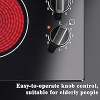 Vista 7 de Karinear Placa de cocina eléctrica de 4 quemadores de 24 pulgadas, estufa integrada, estufa radiante de 220-240 V con control de perilla, indicador