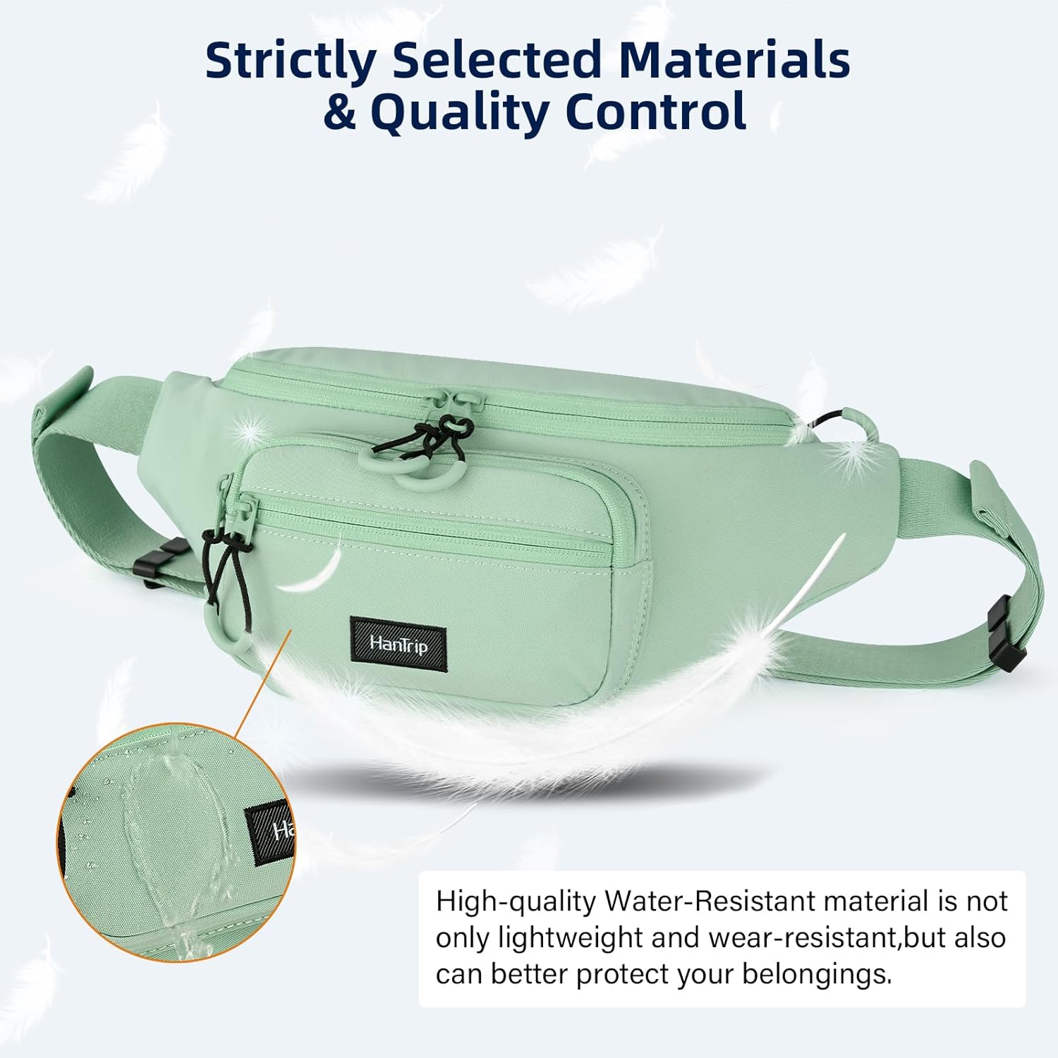 Fanny Packs for Women Men, Large Travel Fanny Pack Lightweight Crossbody Waist Bag Large Capacity, Water Resistant Belt Bags with Adjustable Strap for Hiking, Cycling (Cyan) - Image 12