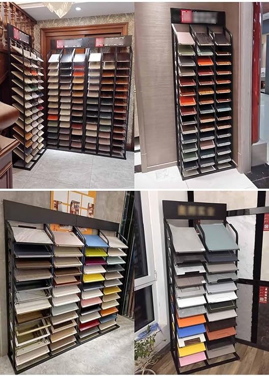 Large Format Tile Display Rack with 24 Card Slots, Customizable Door Sample Holder Placing Building Material Samples, Standing Marble Slab Display Stand(19.7x13.8inch/50x35cm)