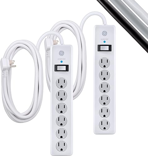 Miniatura 12 de GE home electric GE - Protector SurGE de 6 tomas, paquete de 4, cable de extensión de 15 pies, 800 julios, enchufe plano, cubiertas de seguridad