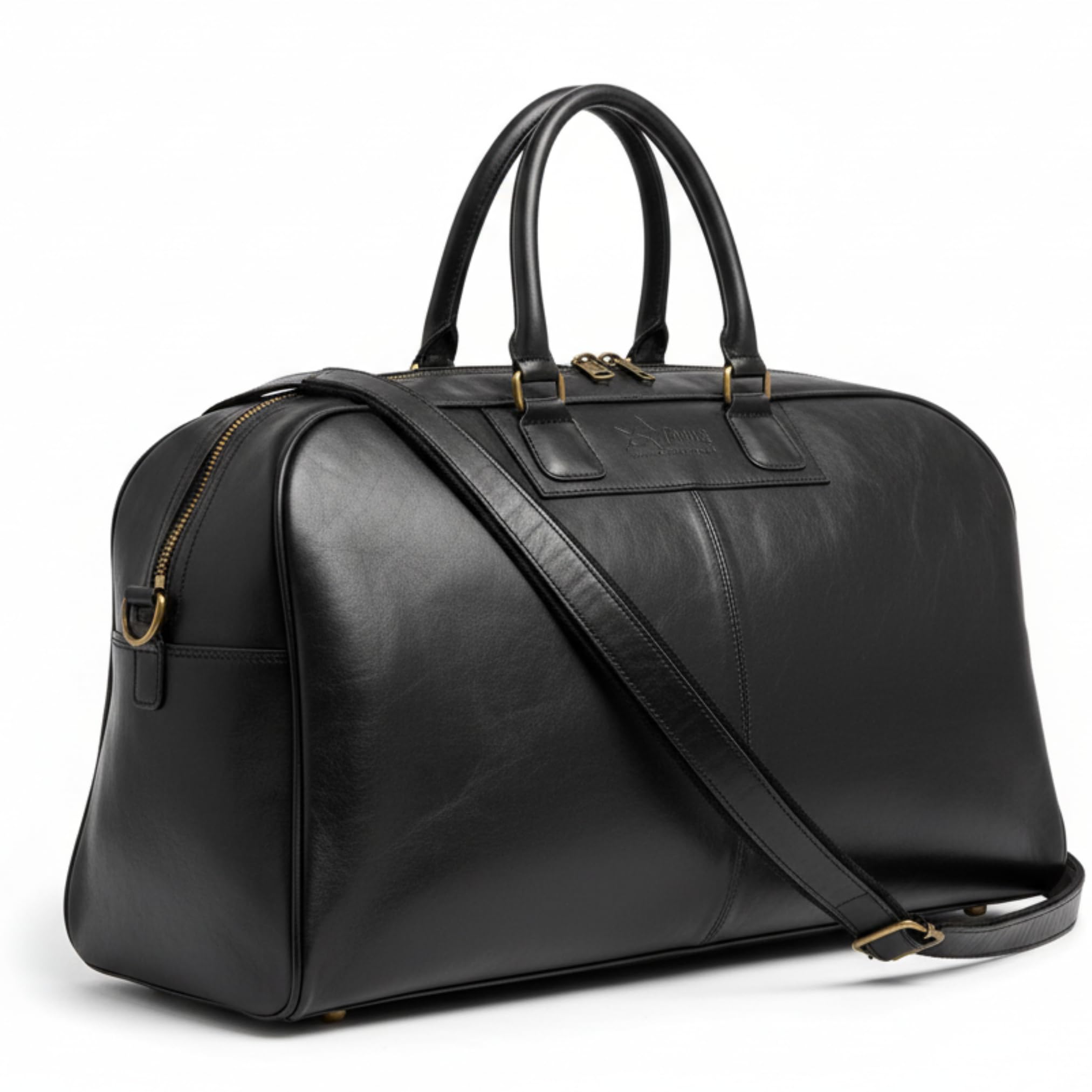 Unisex Black Vinatge Leather Duffle Bag for Travelling and Gym 45 Liter Medium to Big Size 20 Inches Lightweight Durable Luggage Weekender Cabin Size with Sling Ideal for Men & Women (Magneto Black)-image-1