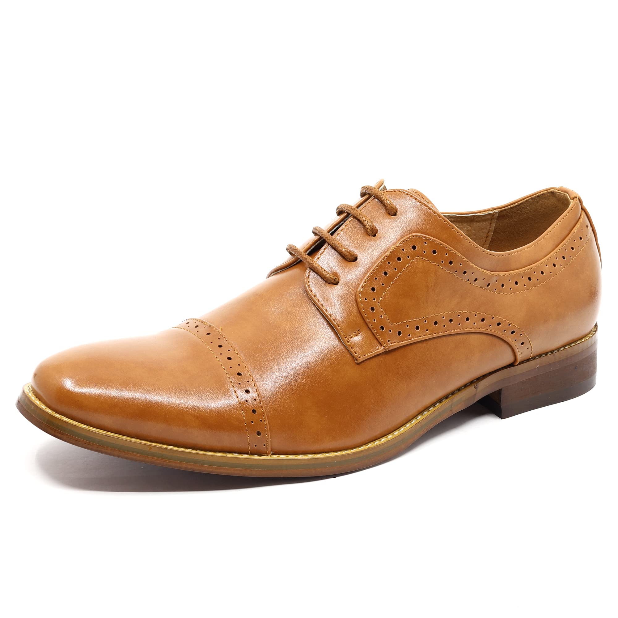 Metrocharm MC601 Mens Lace Up Cap Toe Perforated Classic Dress Shoe