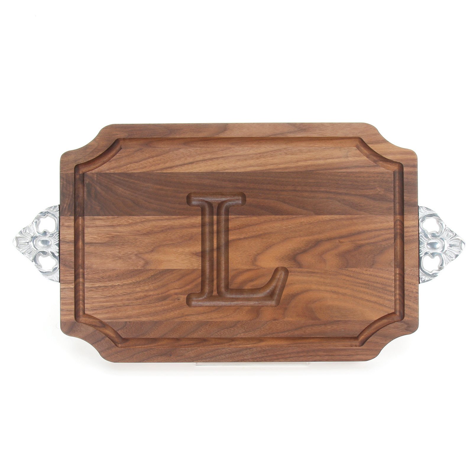 BigWood Boards W310-SC-L Cutting Board with Handle, Personalized Cutting Board, Large Cheese Board, Walnut Wood Serving Tray with Handle, "L"