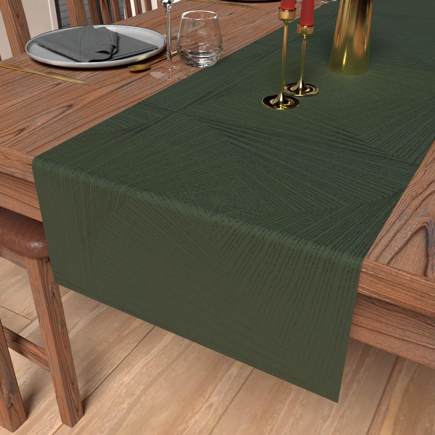 Table Runner 40 x 180 cm Luxury Green Soleil d'Ocre