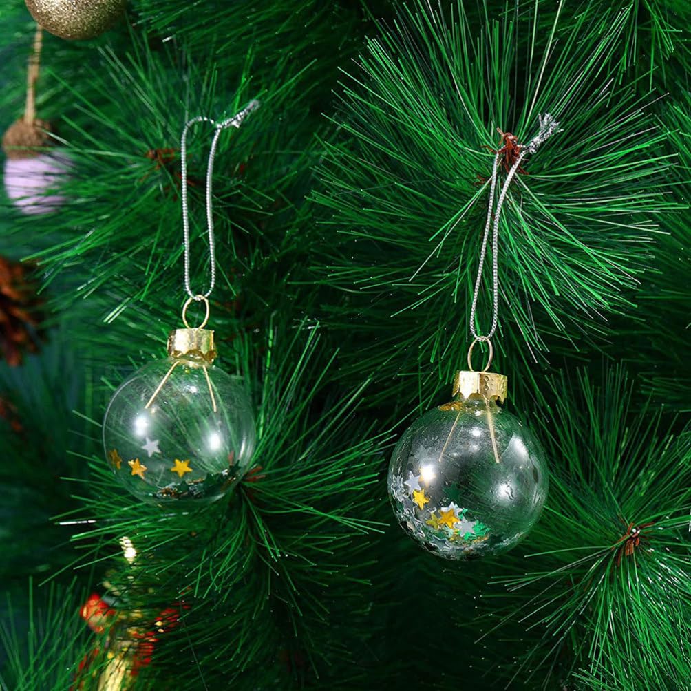BESPORTBLE Bolas transparentes rellenables: 12 adornos colgantes de bolas de Navidad de plástico, bola colgante redonda de 3.93 pulgadas, color dorado