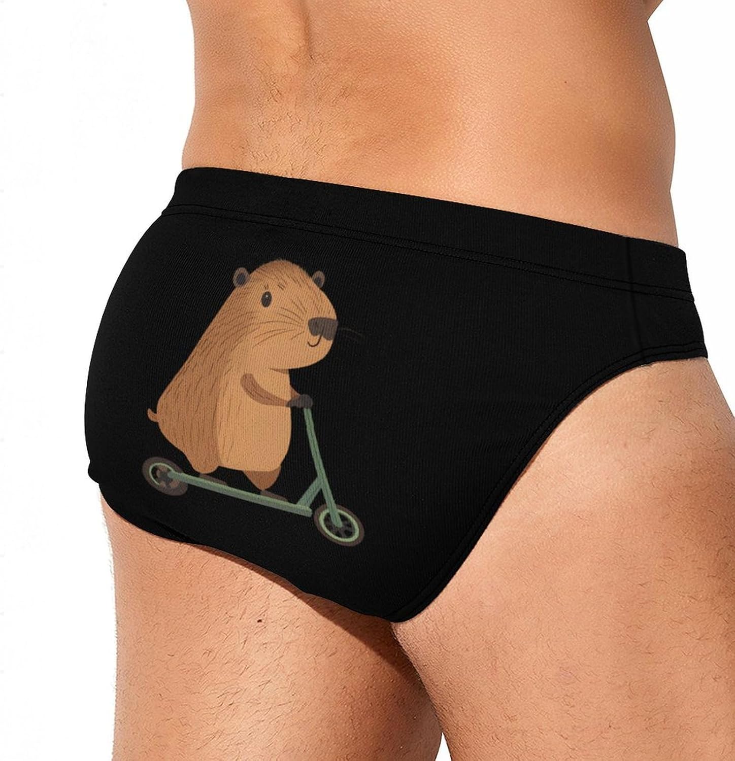 Cute Capybara Riding Scooter Mens Swim Briefs Print Bikini Swimwear Sport Swimsuit Surf Shorts Trunks