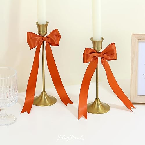 Miniatura 3 de MAYREEL Cinta de satén de terracota de 78 pulgadas, color naranja quemado, doble cara para envolver regalos, manualidades, bodas, lazos para el