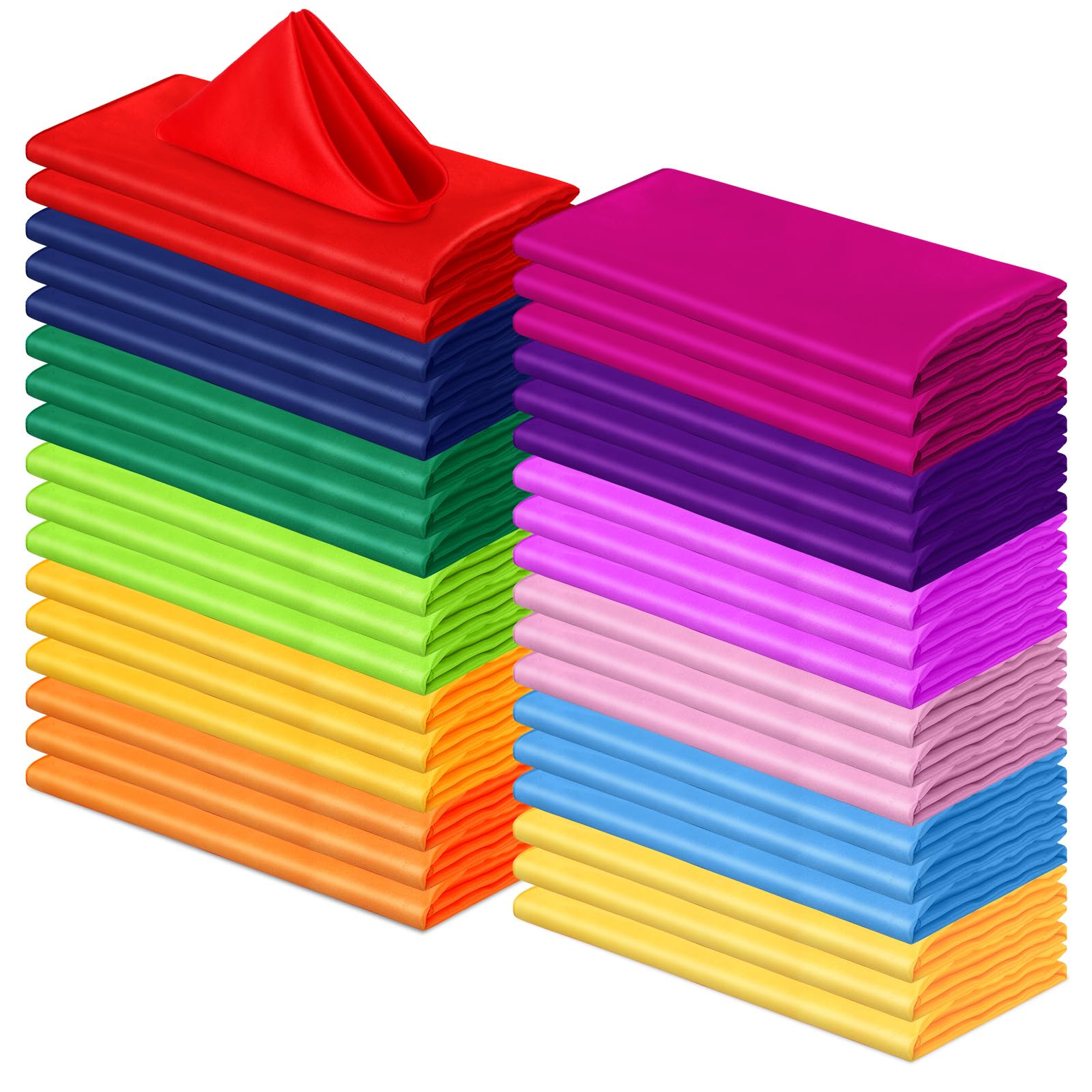 Yaomiao Set of 36 Multicolor Cloth Napkins Polyester Dinner Washable Napkins Cloth Bulk for Wedding Party Holiday Dessert Lunch Cocktail Birthday Banquet Supplies(20 x 20 Inch,Multi Colors)