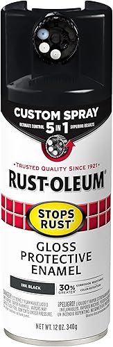 Miniatura 1 de Rust-Oleum 380397 - Pintura en aerosol 5 en 1 personalizada para prevención del óxido, 12 onzas, tinta negra brillante