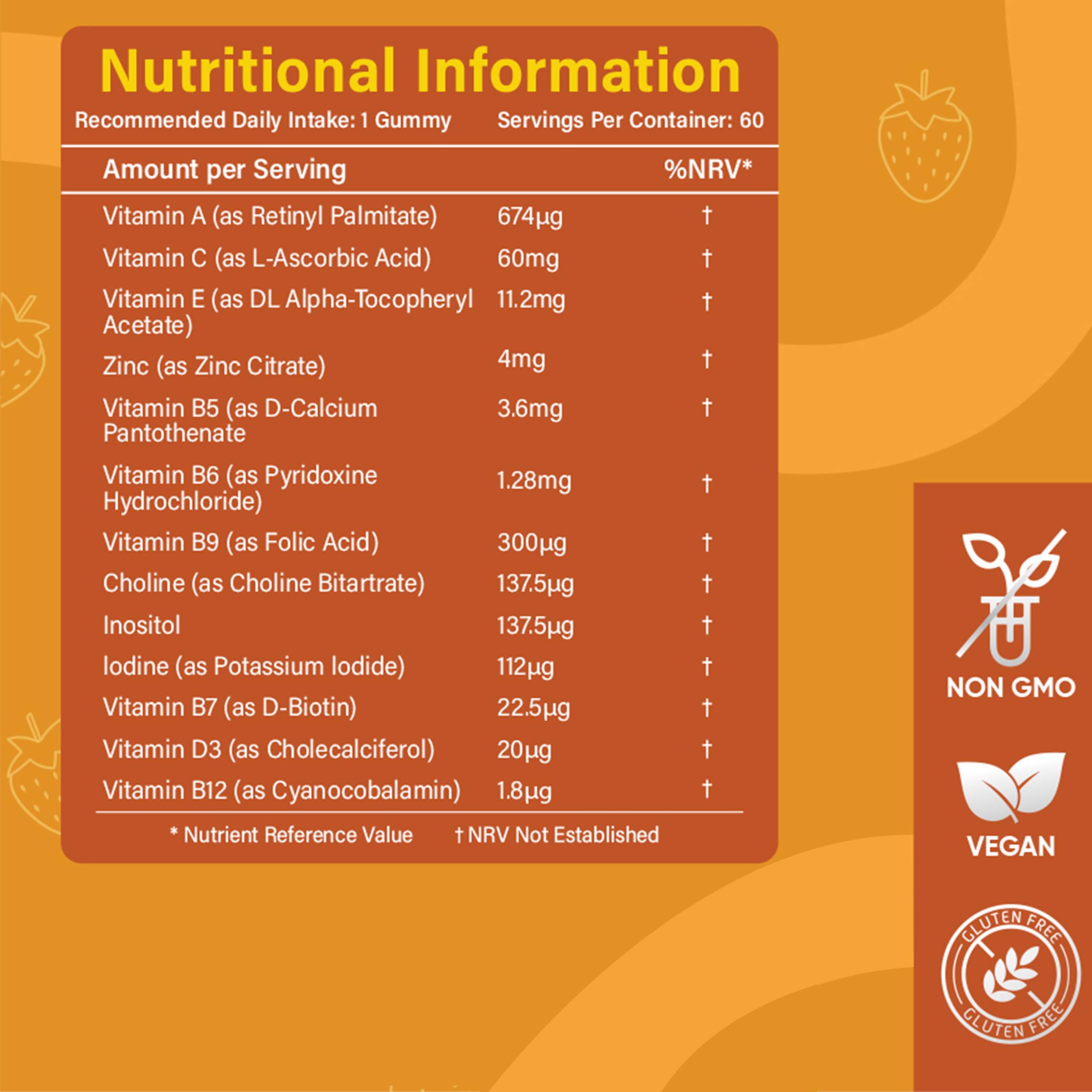 Multivitamin-Gummibärchen für Erwachsene – 60 Stück
