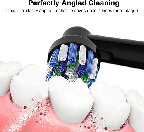 Miniatura 2 de 8 cabezales de repuesto Cross Clean compatibles con cepillo de dientes eléctrico Braun Oral B, 4 piezas blancas y 4 negras.