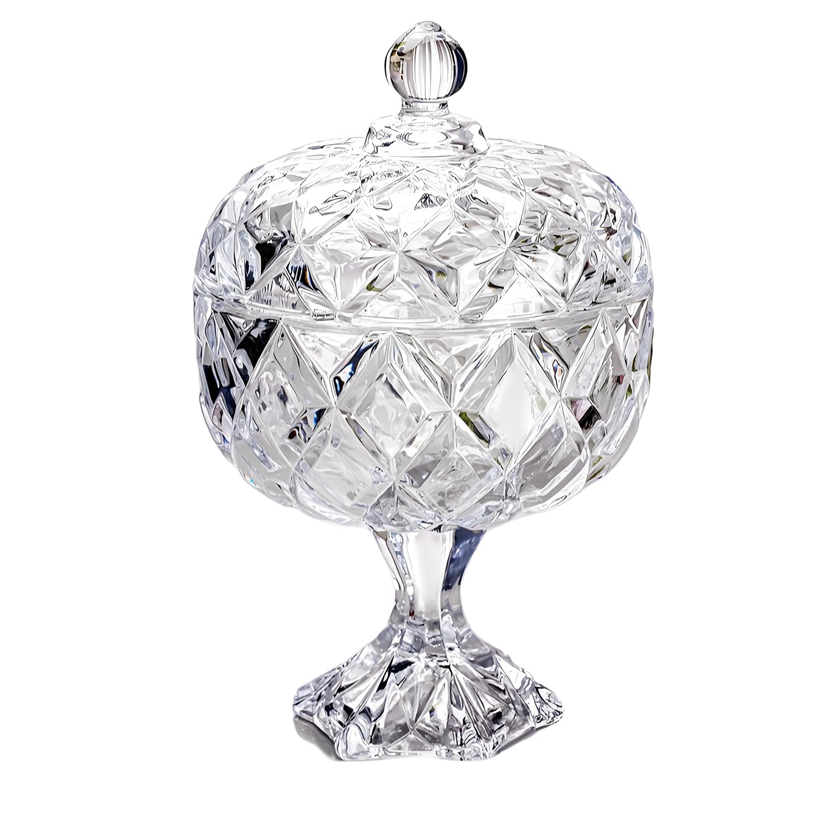 Piceioep Glasses Candy with Lid Crystal Candy Bowl Decorative Storage Jar for Desk, Jewelry Box Buffet Biscuit Container Clear Glass Jars with Lid