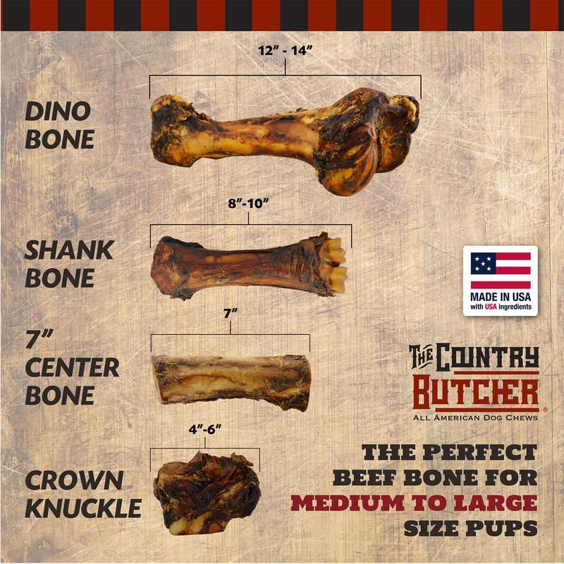 Crown Knuckles - Meaty Beef Dog Bones, Natural Long-Lasting Chews for Medium & Large Dogs, Aggressive Chewers, Healthy Chew Toy, Bones for Big & Giant Breeds, 15 Count