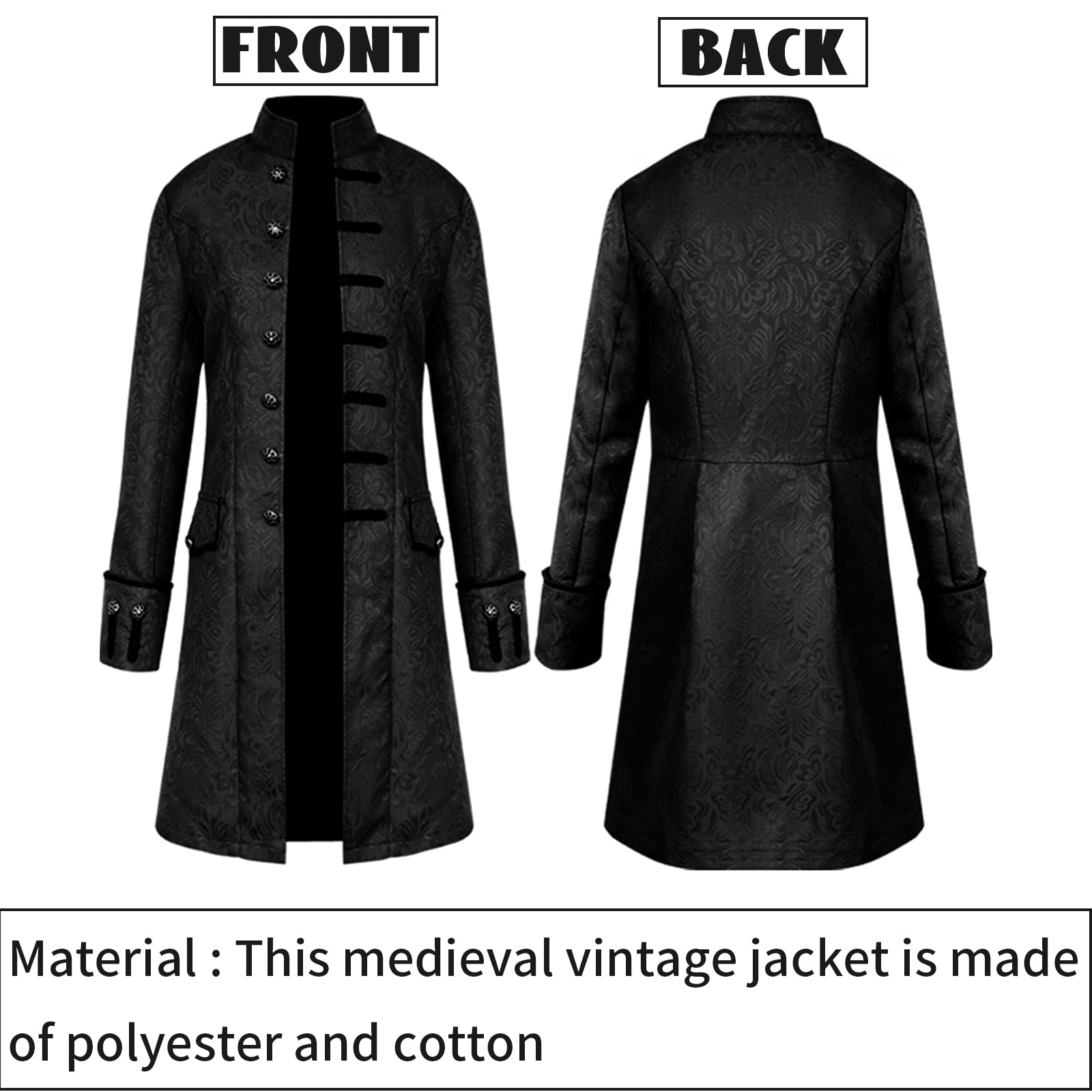 Cappotto vintage medievale steampunk, trench lungo monopetto, costume per Halloween, costume medievale vittoriano per feste a tema steampunk e Halloween