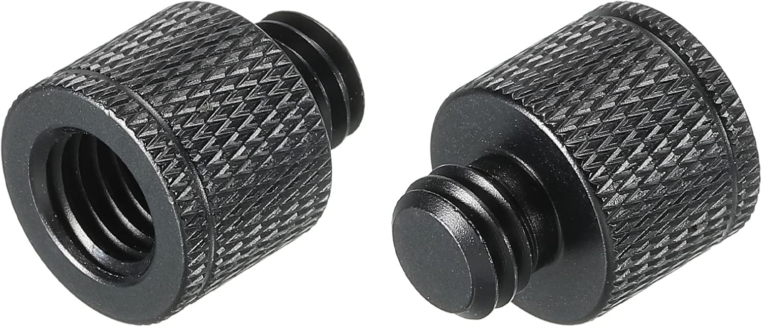 MECCANIXITY Mic Stand Adapter M8 Female to 3/8 Male Camera Screw Thread Adapter for Microphone Tripod Stand Black 2 Pack