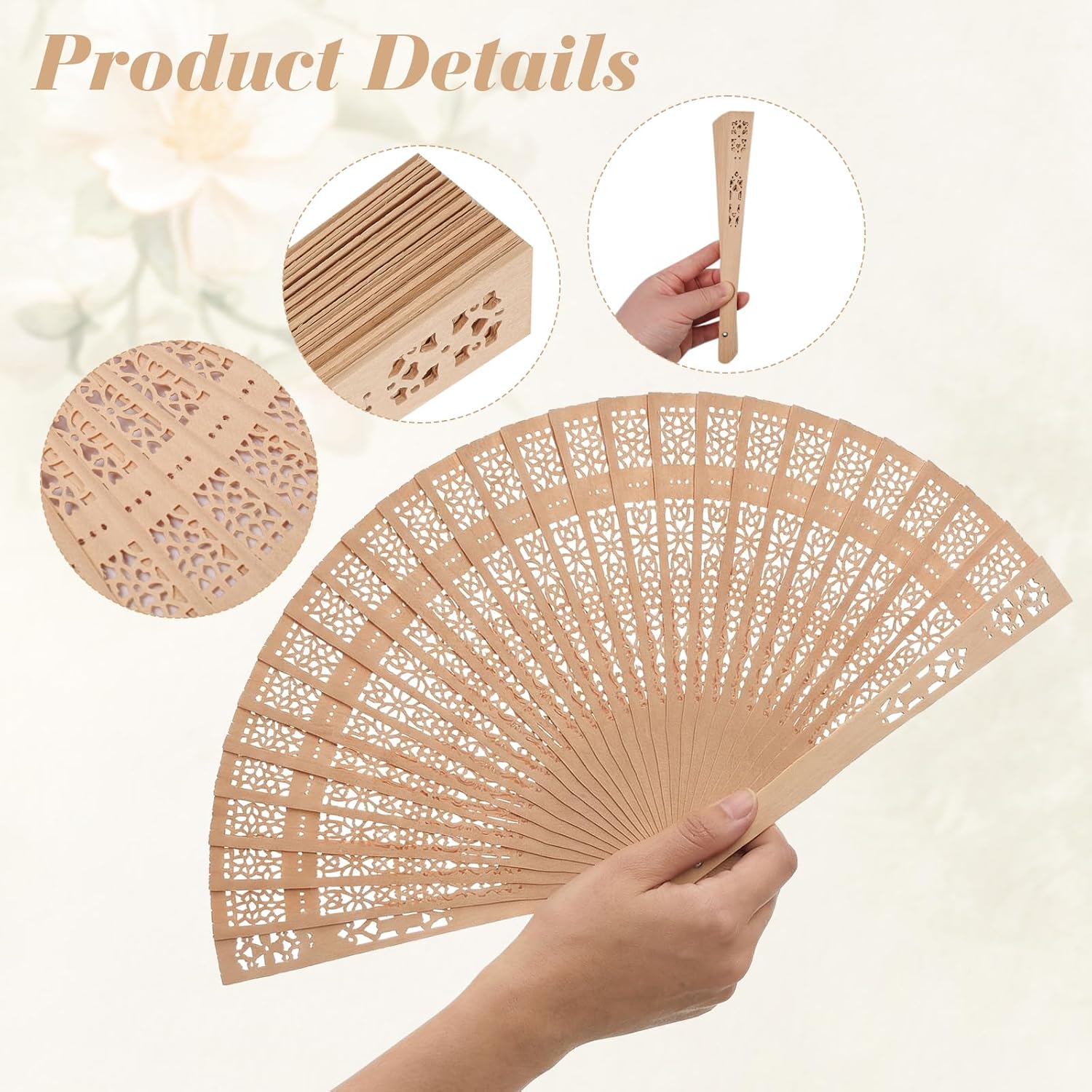 Fumwase 6PCS Decorative Hand Fan Foldable Wood Handheld Fans Chinese and Japanese Style for Wedding Party Home Decoration