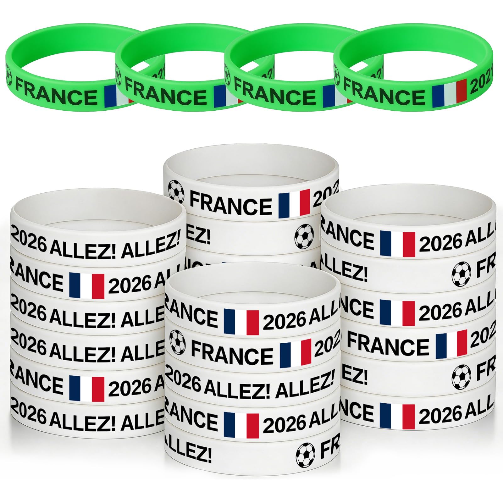 YESAH 20P Francia Pulsera de Silicona,Con Diseño de la Bandera Francia,Que Brilla en la Oscuridad,Ideal para Fiestas,la Copa Mundial de Fútbol,​​Conciertos,Proyecciones Públicas