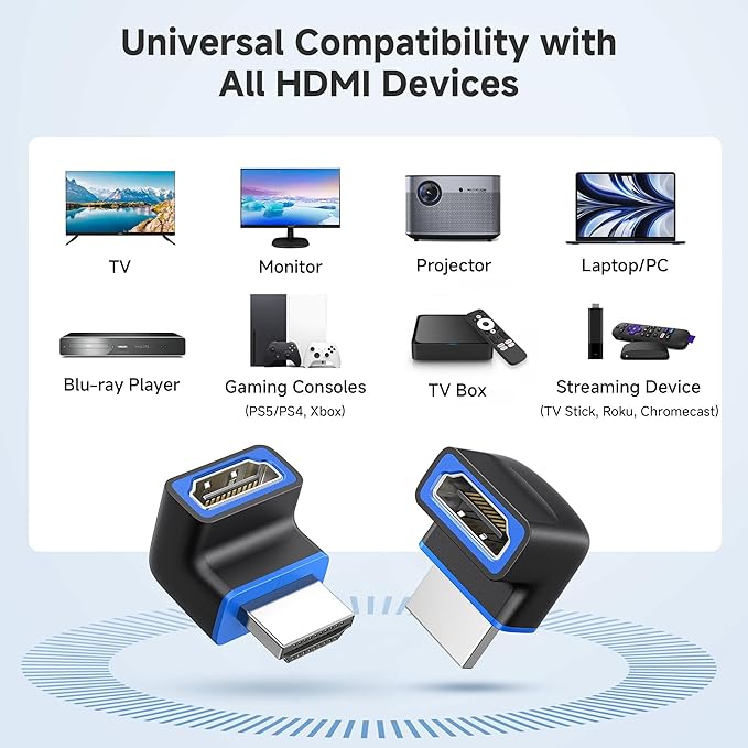 Cable Matters 2 Pack Adaptador HDMI 2.1 48Gbps 8K Angulo Recto Negro miniatura 6