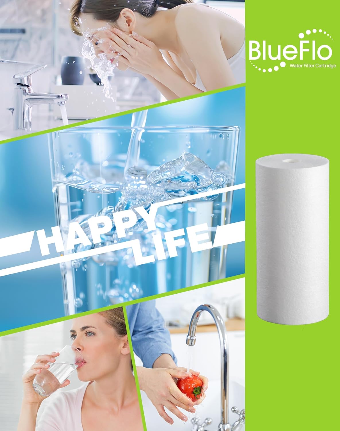 10" x 4.5" Whole House Sediment Water Filter, 5 Micron 10-inch Big Water Filter Replacement Cartridge Compatible with W15-PR, DGD-5005, FP15B, HD-950A, GXWH35F, GXWH30C, 2 Pack