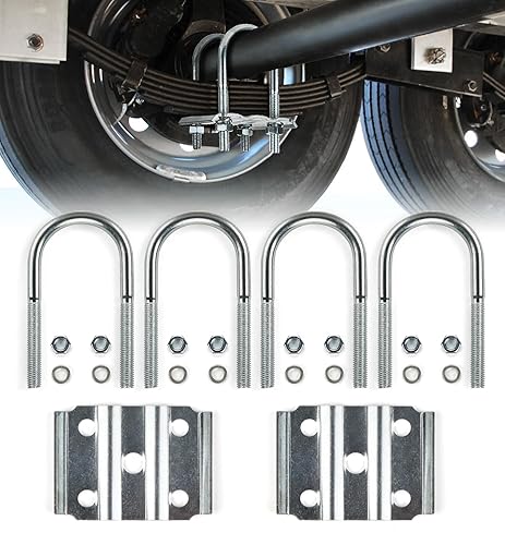 Kit de pernos en U de remolque resistente, se adapta a ejes redondos de 2-38 pulgadas (3500 libras) - 5-12 pulgadas de largo