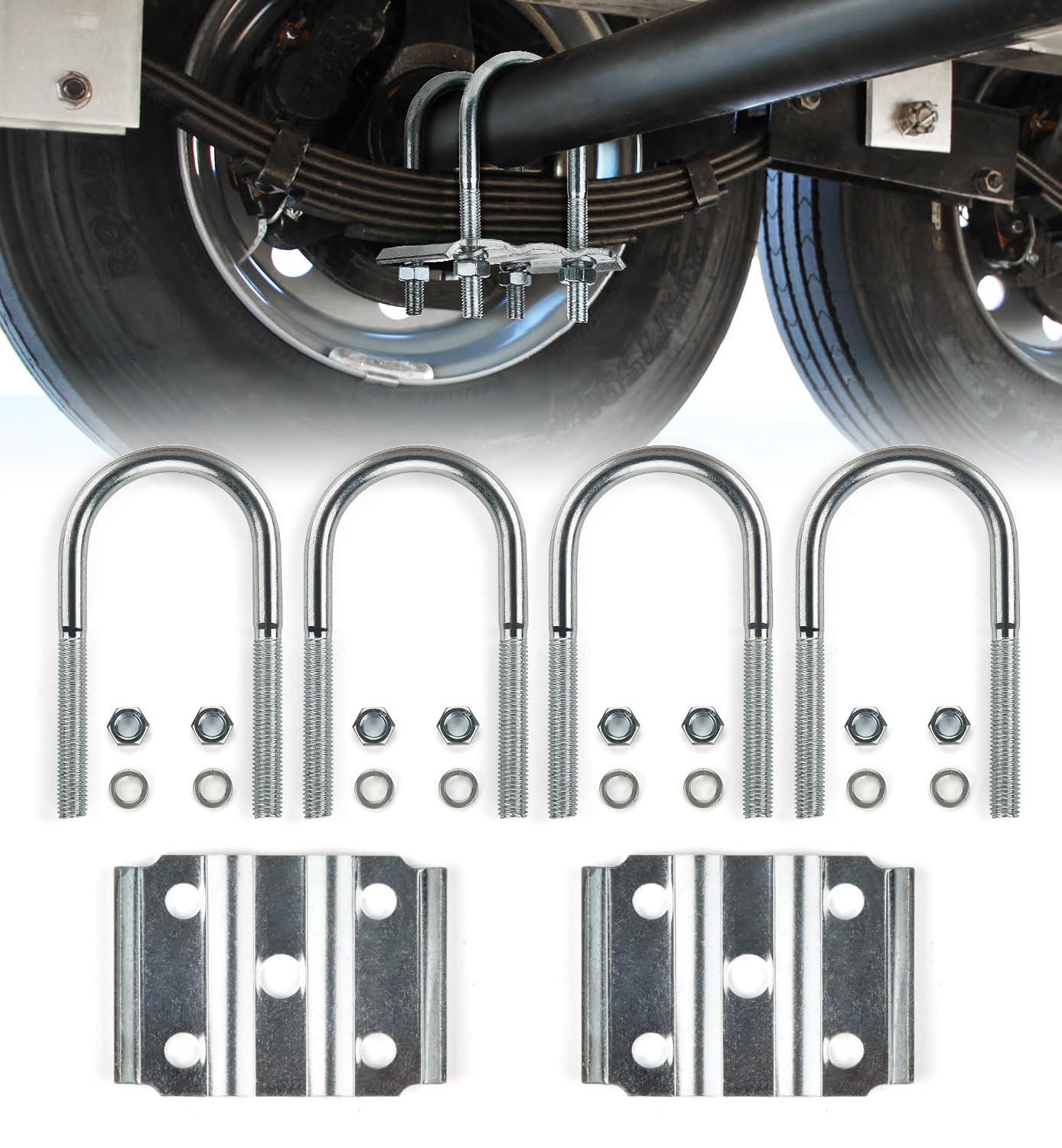 Kit di bulloni a U per rimorchio, per assi rotondi da 2-3/8" (1587,6 kg) - 14,5 cm di lunghezza