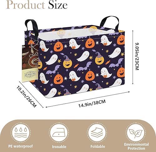 Miniatura 197 de HUNRUNG Cesta rectangular de almacenamiento de lona, bonita cesta organizadora de lona para mascotas, juguetes de niños, libros, ropa, perfecta