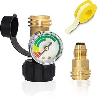 LONGADS Propane Tank Adapter with Upgraded Leak Detector Propane Gauge, Converts POL LP Tank Service Valve to QCC1/Type1, ...