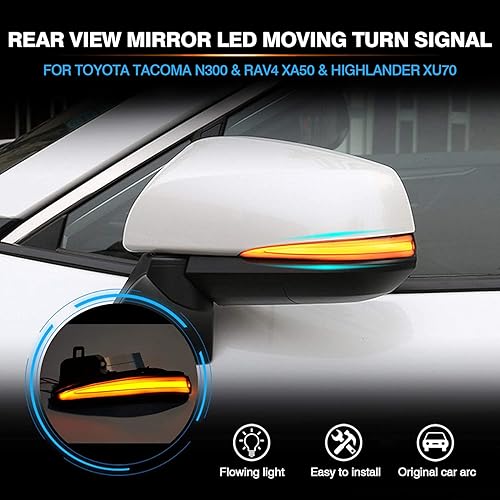 Vista 2 de Powerty Espejos laterales LED para automóvil para Toyota RAV4 2019-20252016-2024 Tacoma2020-2025 Highlander, accesorios de luces de señal de giro