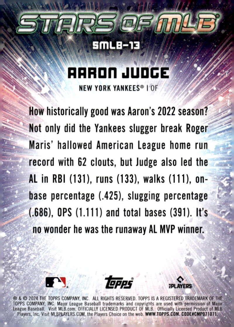 Amazon.com: AARON JUDGE 2024 Topps Stars of MLB NM-MT