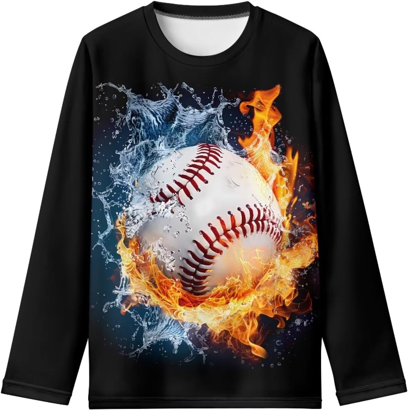 Boys Girls Long Sleeve Tees for Daily Wear Crewneck Elastic Fabric Graphic T-Shirt for Children Loose Fit 5-16Years