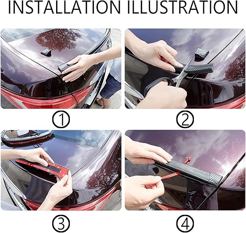 Miniatura 6 de Spoilers para automóviles, alerón reflectante de fibra de carbono de 4.9 pies para decoración de automóvil, tira universal de goma sin perforaciones