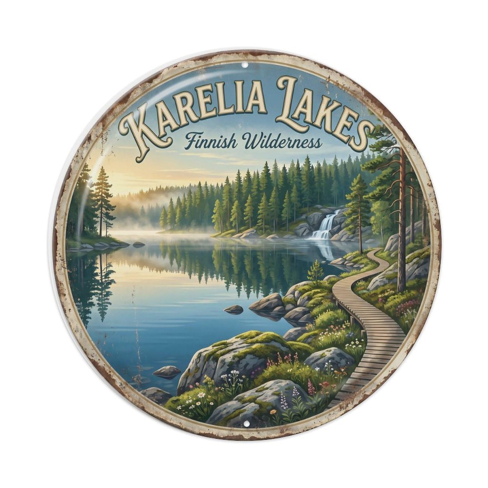 Tgrcjimh Style. Vintage Travel Karelia Forest Finland Lakeland Metal Tin Sign