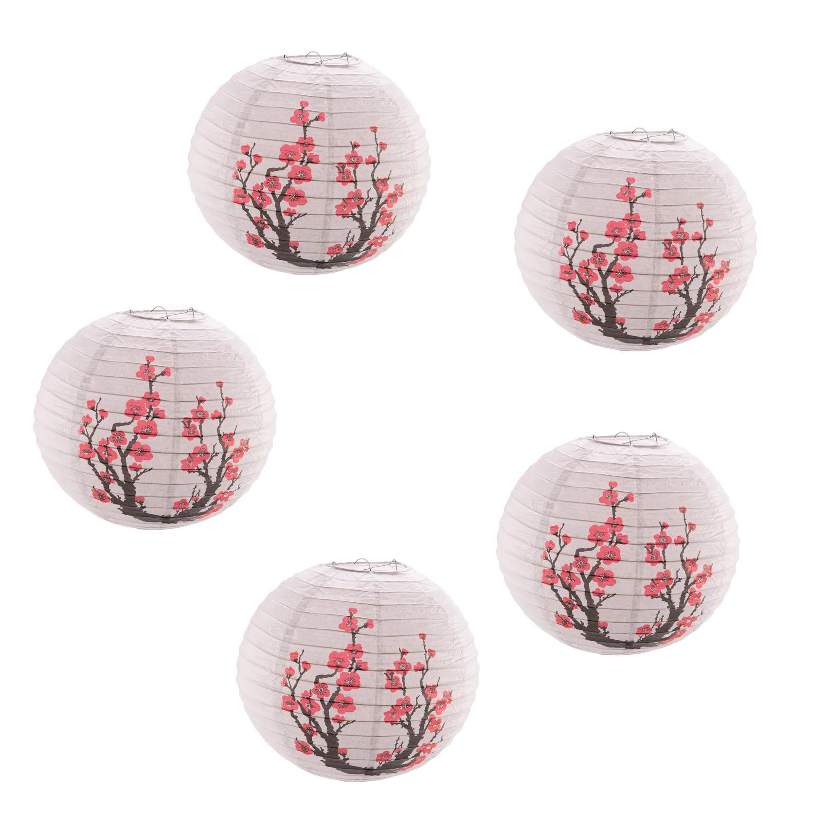 CTRLZS 12-Inch Japanese/Chinese Paper Lanterns (Set of 5, Red)
