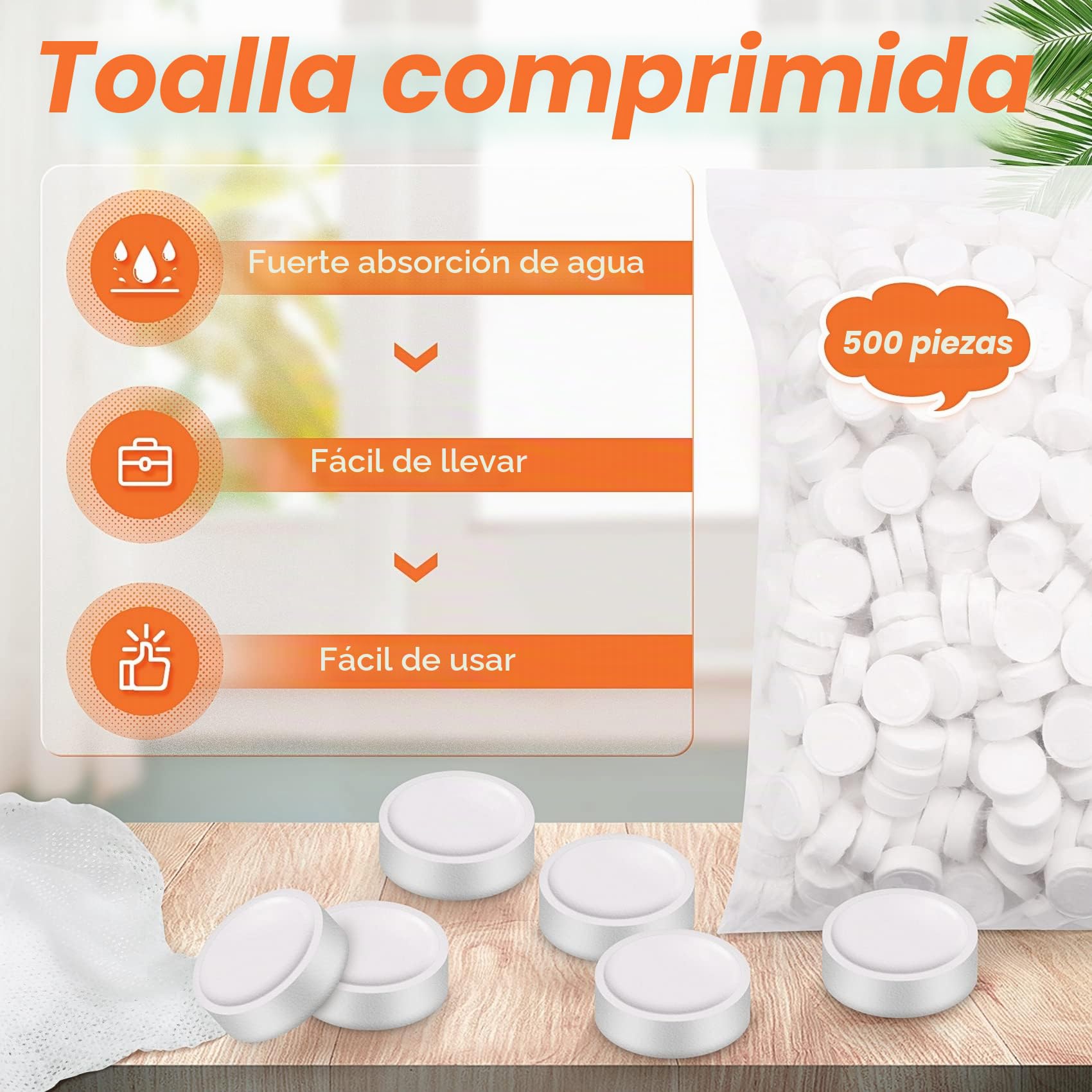 Toallitas Desechables de Toallas Comprimidas de AlgodóN Suave MáGico de 500 Piezas Tableta de Tejido de Viaje