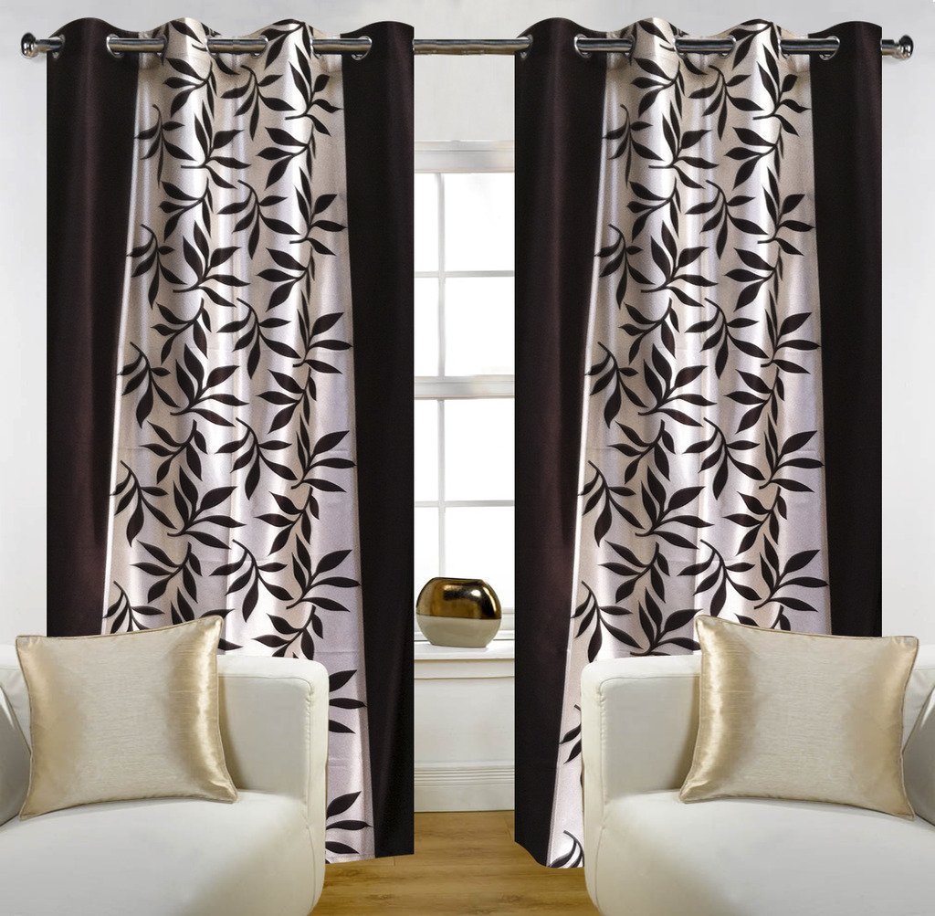 Homefab IndiaMulti Style Modern Eyelet Polyester Long Door Curtain - 8ft, Black