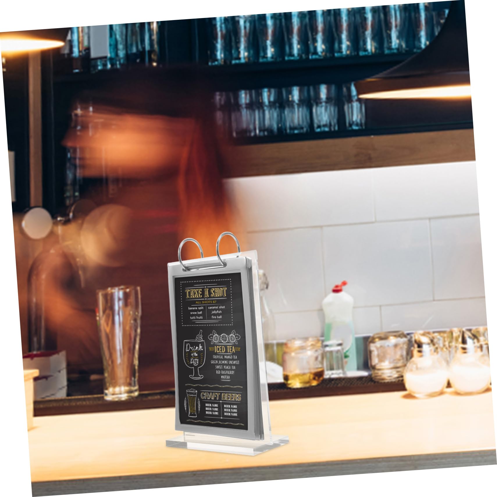 Housoutil Expositor De Acrílico Transparente Soporte Para Letreros De Menús Expositor De Menús Abatible Para Escritorio Para Mostrar Papeles Restaurantes o Oficinas Soporte De Acrílico