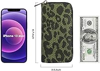 Vista 5 de HAWEE - Cartera para teléfono celular, con dos cierres y correa larga extraíble para la muñeca, para mujer
