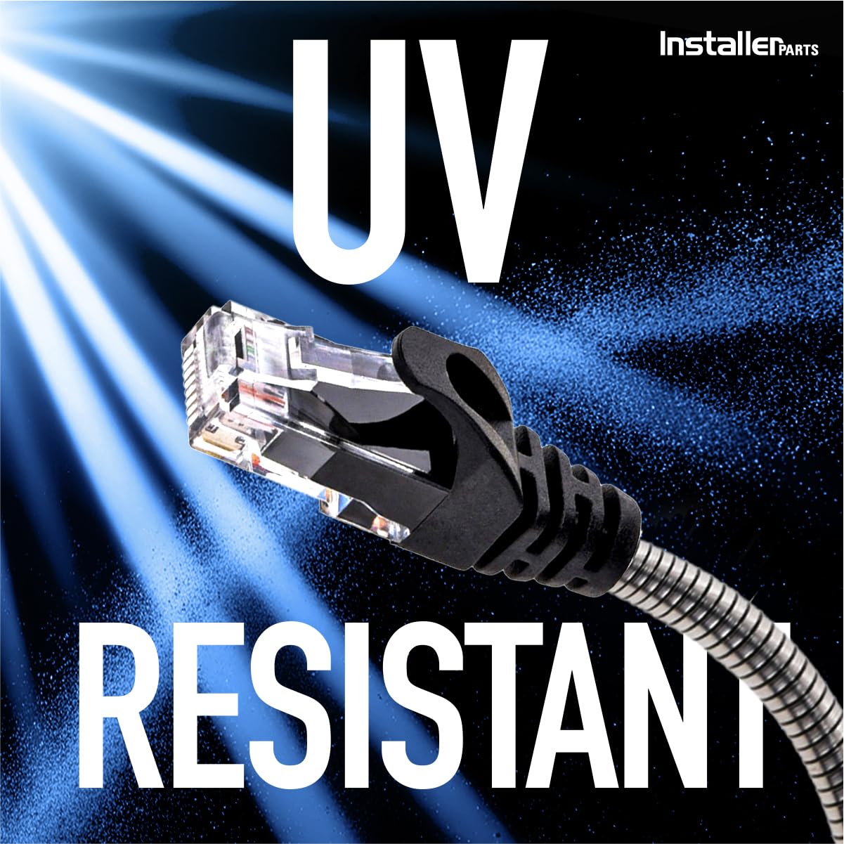 InstallerParts Câble de raccordement blindé en acier inoxydable Cat.6A 24 AWG 7,8 mm de diamètre, extérieur, imperméable, résistant aux UV, durabilité améliorée, 1,5 m, 1,5 m