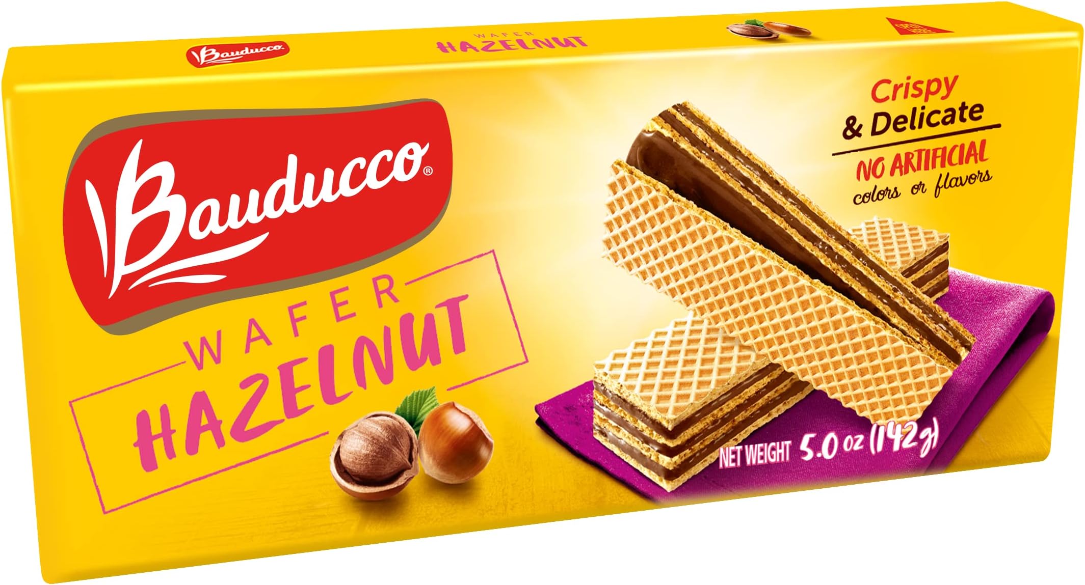 Hazelnut Wafers - Crispy Wafer Cookies With 3 Delicious, Indulgent Decadent Layers of Hazelnut Flavored Cream - Delicious Sweet Snack or Desert - 5.0 oz (Pack of 1)