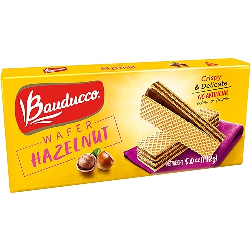 Bauducco Hazelnut Wafers - Crispy Wafer Cookies With 3 Delicious, Indulgent Decadent Layers of Hazelnut Flavored Cream - Delicious Sweet Snack or Desert - 5.0 oz (Pack of 1)