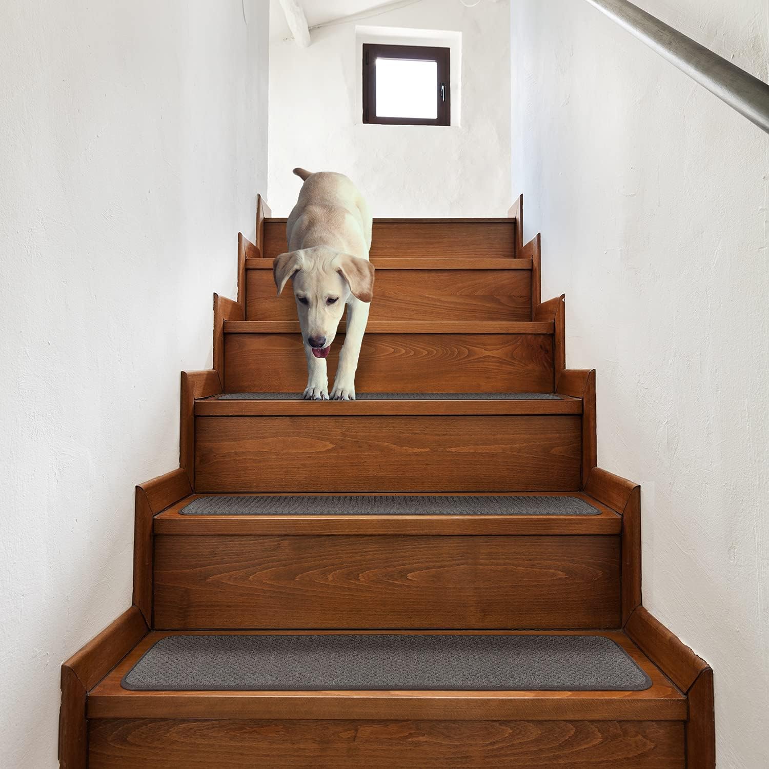 Amazing 🔥 House, Home and More Set of 15 Skid-Resistant Carpet Stair Treads - Gray - 8 Inches X 23.5 Inches 🔥 Flash Sale House, Home and More Set of 15 Skid-Resistant Carpet Stair Treads - Gray - 8 Inches X 23.5 Inches