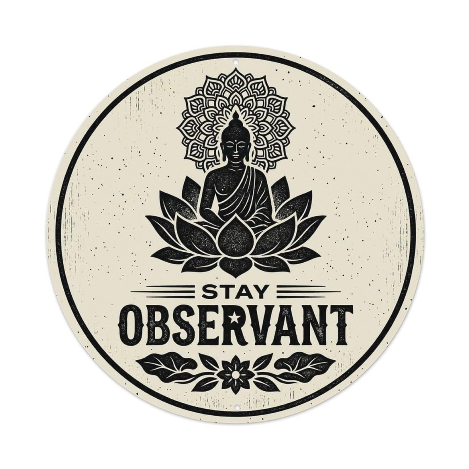 Zen Flower Meditation Den Observant Vintage Metal Tin Sign Plaque Wall Decor for Cafe, Club Bar, Office, Garden Metal Poster 8x8Inch