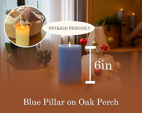 Miniatura 20 de Velas de pilar sin llama parpadeantes con temporizador remoto, vela LED que funciona con pilas de hasta 400 horas, velas de cera real con llama