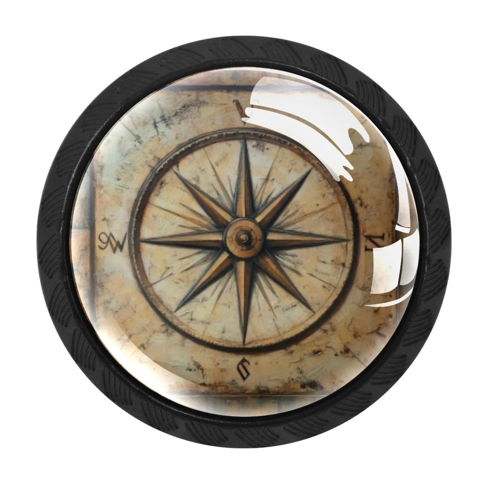 CHENZZZZ 4 Pack_Compass Drawer Knobs Cabinet Knobs Crystal Glass Knobs Pulls Handles for Kitchen Cabinet Hardware Cupboard Door Dresser Wardrobe Home Decor