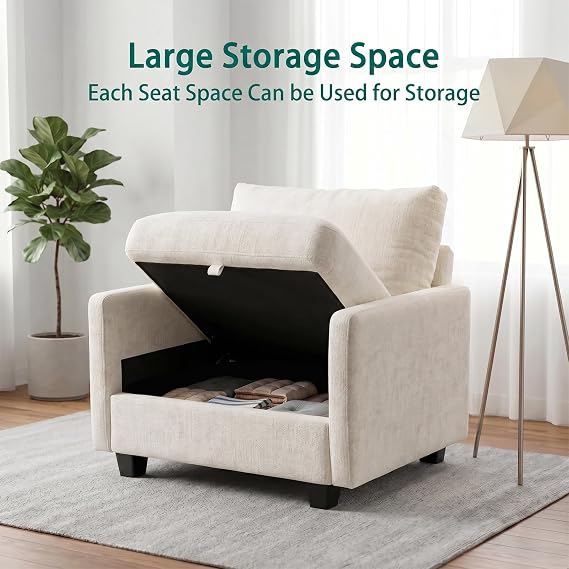 Singel Seat Modern Couches for Living Room, 38 Single Sofa with Storage