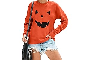 LOTUCY Halloween Pumpkin Face Sweatshirts Womens Pumpkin Pullover
