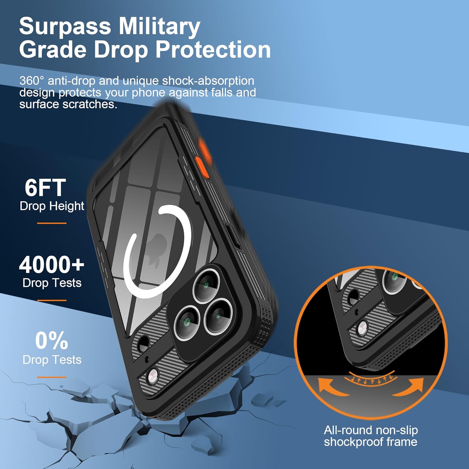 Ezanmull for iPhone 17 Pro Max Waterproof Case, with Built-in Screen Protector Rugged Dustproof Shockproof Full Body Underwater Protective Phone Cover (M Black, for iPone 17 Pro Max)