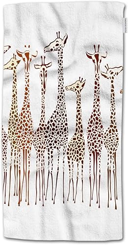 HGOD DESIGNS Giraffes - Toallas de mano con diseño de animales de dibujos animados salvajes África Safari, grupo alto abarrotado, zoológico, toalla