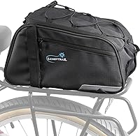 Vista 10 de Bolsa de maletero para bicicleta Lumintrail, alforja trasera expandible para bicicleta con funda impermeable para lluvia 13L